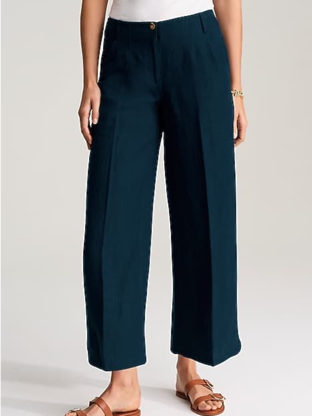 NWT J. Jill Live Linen Wide-Leg Pants in Navy Blue